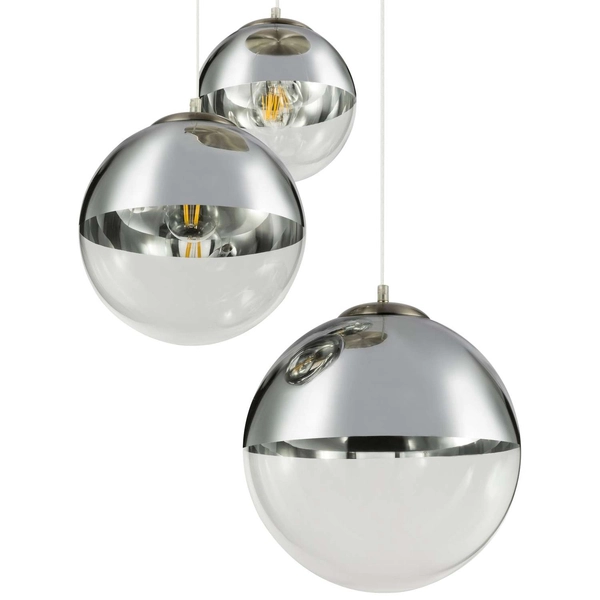 LAMPA wisząca VARUS 15851-3 Globo szklana OPRAWA zwis kaskada kule balls chrom przezroczyste