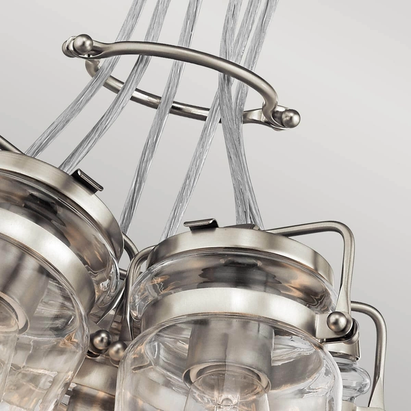 Zwisająca lampa Brinley KL-BRINLEY6-NI Kichler szklana przezroczysta nikiel