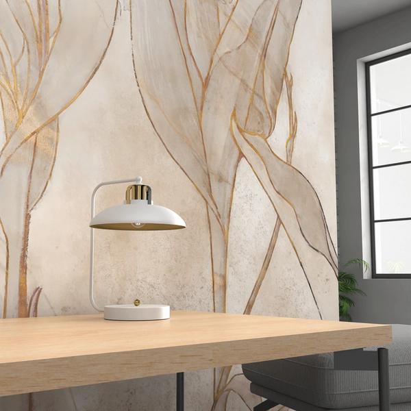 Metalowa lampa sypialniana Felix na szafkę nocną biała złota