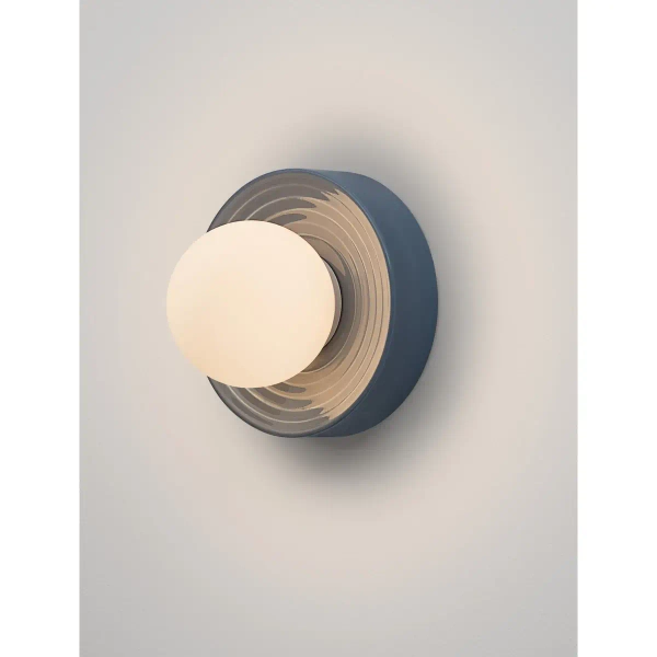 Ścienna lampa do sypialni MALVANO LE45261 okrągła porcelanowa niebieska