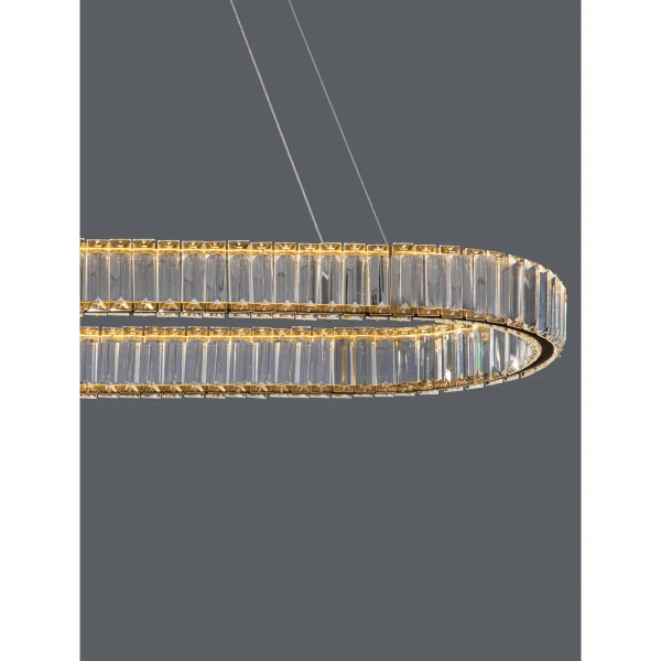 Owalna lampa wisząca Bauta crystal LED 48W 3500K glamour złota