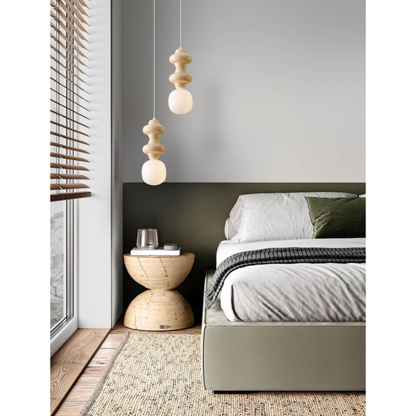 Salonowa lampa wisząca VILROSA LE44557 ceramiczna beżowa biała