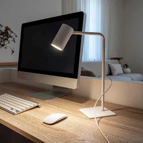 Stołowa lampa do gabinetu Bora 1633 tuba do czytania biały