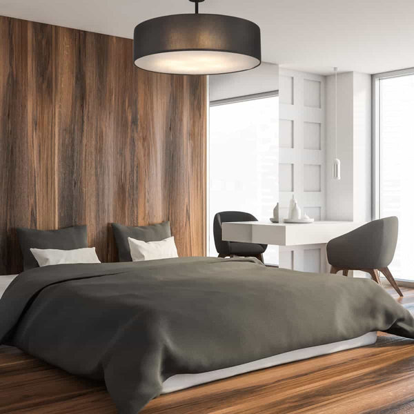 Okrągły plafon sypialniany Rondo 4245 TK Lighting tkaninowy czarny biały