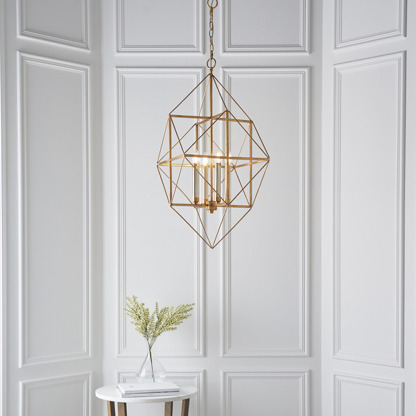 Świecznikowy żyrandol L&-180228 Light& geometryczny złoty