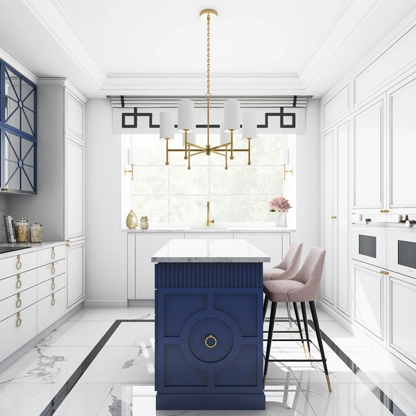 Modernistyczna LAMPA wisząca DENVER P06970BR-WH Cosmolight abażurowy żyrandol na łańcuchu złoty