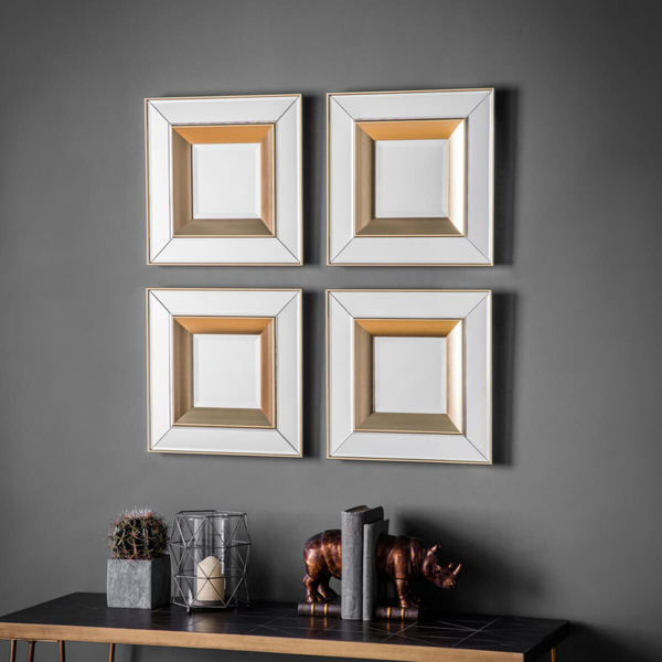 Stylowe lustra ścienne 4 sztuki Phantom 5055999228565 wstawka złota