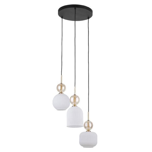 Wisząca lampa do przedpokoju Sophia Cognac ryflowana biały czarny