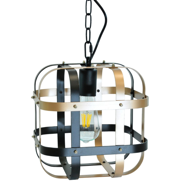 Zwisowa lampa Klatka 312471 na łańcuchu czarna złota
