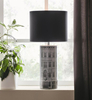 Abażurowa LAMPA stołowa ICHI 108103 Markslojd stojąca LAMPKA ceramiczna stojąca czarna szara