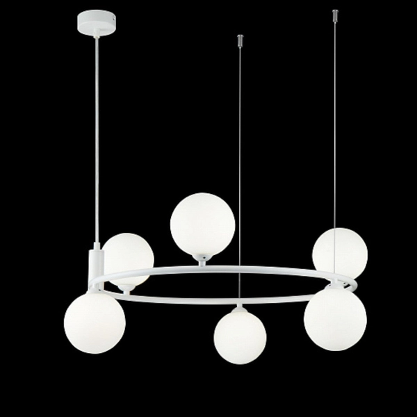 LAMPA wisząca RING MOD013PL-06W Maytoni modernistyczna OPRAWA metalowy ZWIS kule balls białe