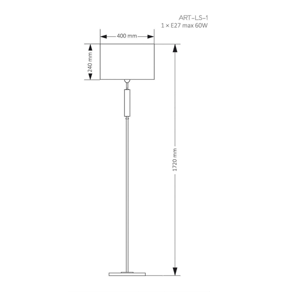 Lampa stojąca z abażurem Artu ART-LS-1 (N) szklana tkaninowa mosiądz