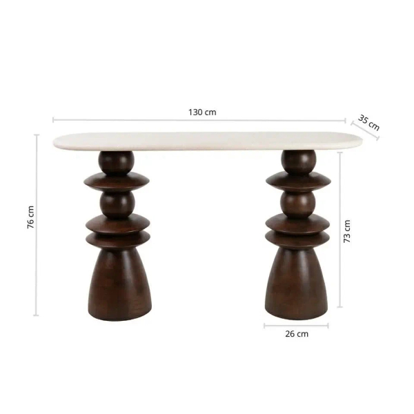 Drewniana komoda RONDA MM001501100402 brązowo beżowa do salonu 130cm