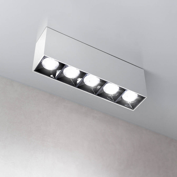 Sufitowa lampa liniowa z oczkami 1059 Domeno LED 15W 3000K prostokąt biała
