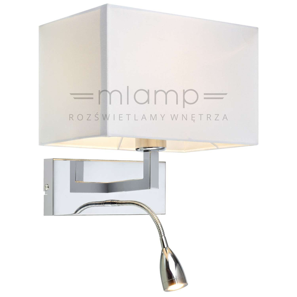 Kinkiet LAMPA ścienna SAVOY 106307 Markslojd abażurowa OPRAWA do czytania LED 3W na peszlu chrom biała