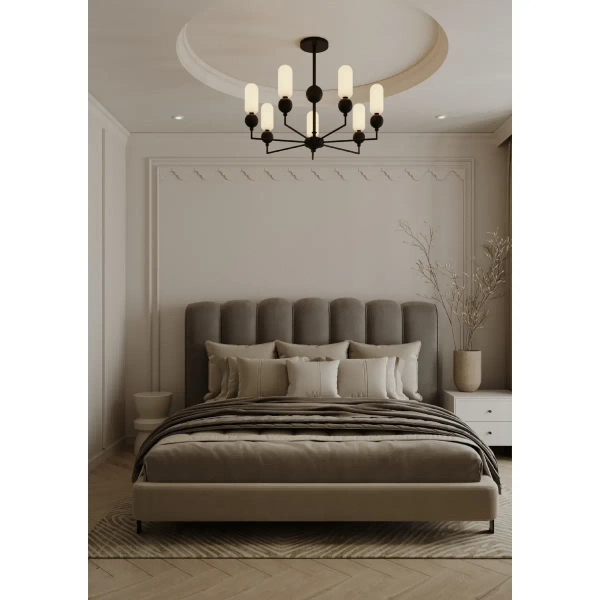 Industrialny żyrandol Nova P0632 do sypialni metalowy czarny biały