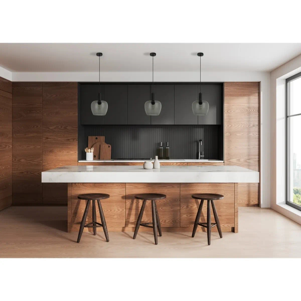 Lampa wisząca nad wyspę Aprica PND-59769-BK-SG loftowa przydymiona