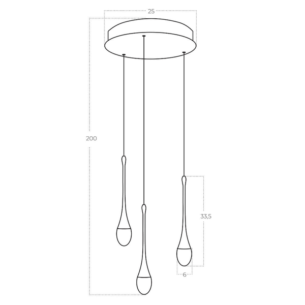 Zwisająca lampa krople DALMA AZ6009 LED 28W 3000K czarna przezroczysta