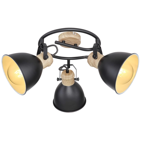 Loftowa LAMPA sufitowa WIHO 54018-3S Globo metalowa OPRAWA industrialna regulowana czarna drewno