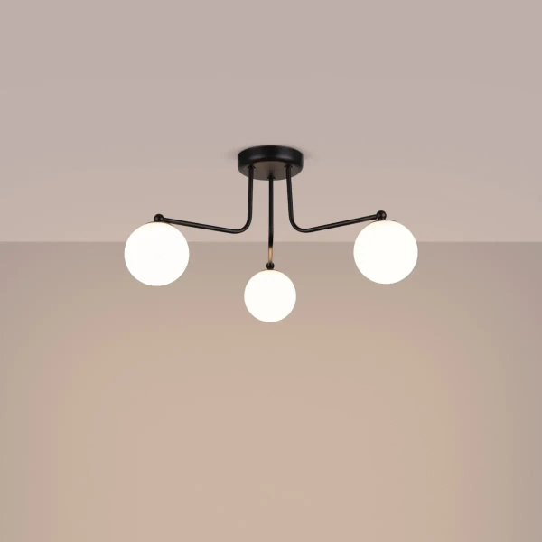 Kulista lampa sufitowa ASTRAL SL.1662 potrójna biała czarna