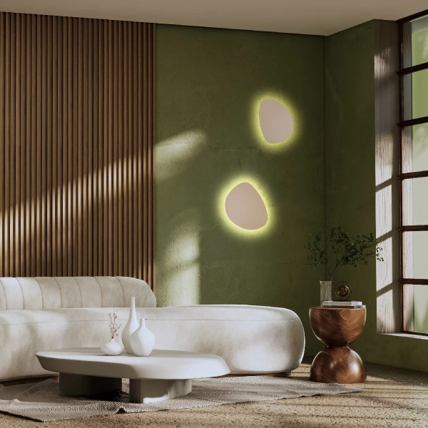 Ścienny dekoracyjny kinkiet Stone Sabia 10705 kamień metalowy beżowy