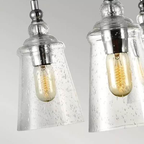 Wisząca lampa z łańcuchem LORAS QN-LORAS6 szklana przezroczysta chrom