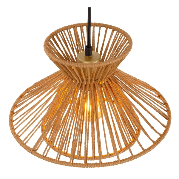 Ekologiczna lampa zwis TASMAN 10420/32/72 Lucide do salonu beżowa mosiądz