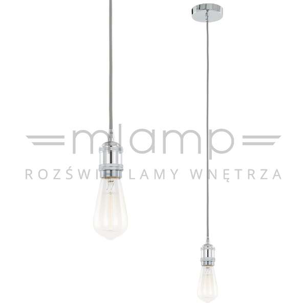 Industrialna LAMPA wisząca CLASSO DS-M-034 CHROME Italux metalowa OPRAWKA kabel ZWIS przewód loft chrom