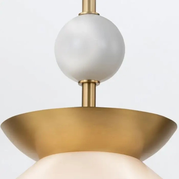 Modernistyczna lampa wisząca Saucer QN-SAUCER-1P-M-AB-OPAL szklana mosiądz