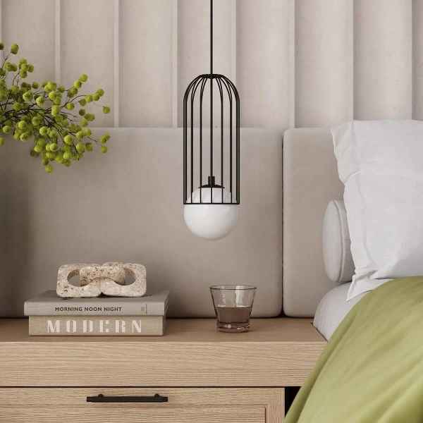 Lampa zwis Brina SL.1332 Sollux klatka bańka do salonu czarna