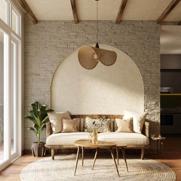 Sypialniana lampa wisząca Koshi P0498 Maxlight boho ratan beżowy czarny