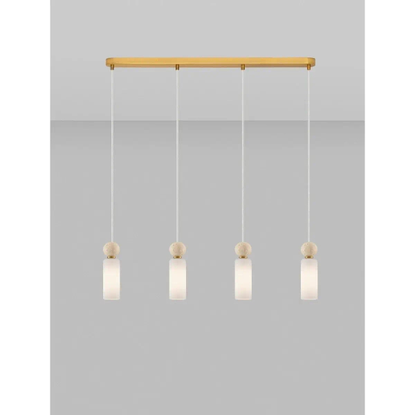 Szklana lampa wisząca do salonu CORVIZO LE45275 nad stół biała złota