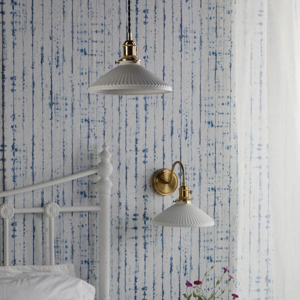 Ścienna lampa do sypialni Hadano HAD0740-10 ceramiczna mosiądz biały