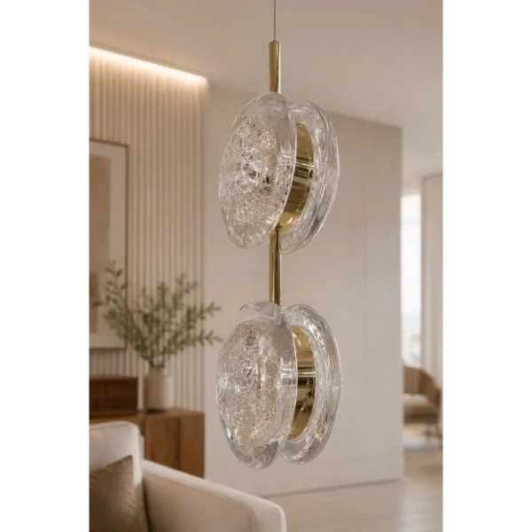 Wisząca lampa EUFORIA złota AZ6736 2xLED 24W 3000K glamour dysk