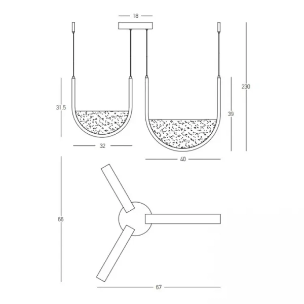 Dekoracyjna wisząca lampa 23169 LED 54W 3000-4000K regulowana złoty