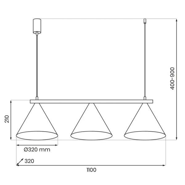 Potrójna lampa wisząca CAPITAL MLP0937 stożki do jadalni czarno złoty
