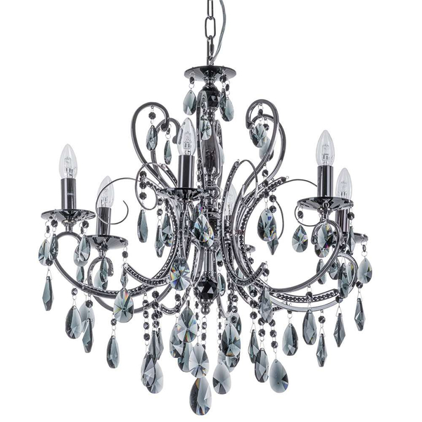 Pałacowa LAMPA wisząca BAROCCO MD72709-6B Italux świecznikowy ŻYRANDOL z kryształkami crystal maria teresa czarny przezroczysty