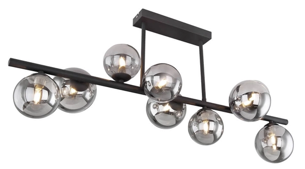 Sufitowa lampa molekułowa Riha 56133-9D szklane klosze czarne przydymione