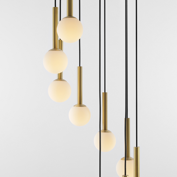 Lampa wisząca Riu 1103N1 Aldex kaskada 9-płomienna zwis czarny mosiądz