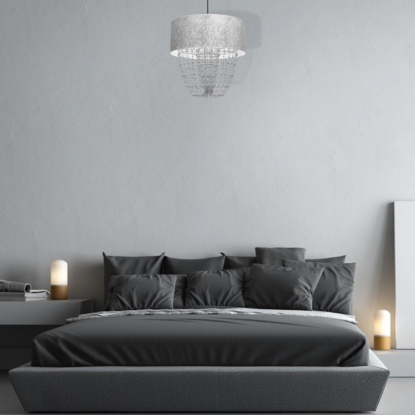 LAMPA wisząca ALMERIA MLP6437 Milagro abażurowa OPRAWA okrągły ZWIS crystal glamour srebrny czarny
