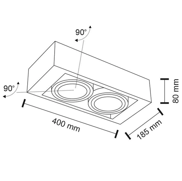 Spot LAMPA sufitowa KOGA 7121 Shilo natynkowa OPRAWA metalowa prostokątna biała