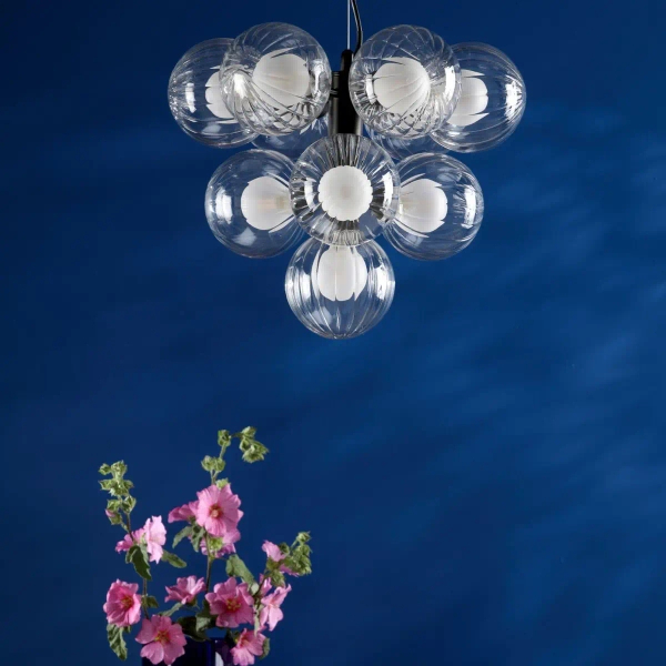 Kulista lampa wisząca do jadalni Vine  VIN2322-20 szkło czarny