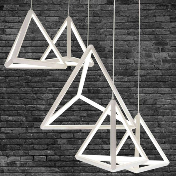 LAMPA wisząca TRÓJKĄTY LED 80W 3000K 310477 Polux okrągła OPRAWA geometryczny ZWIS kaskada biała