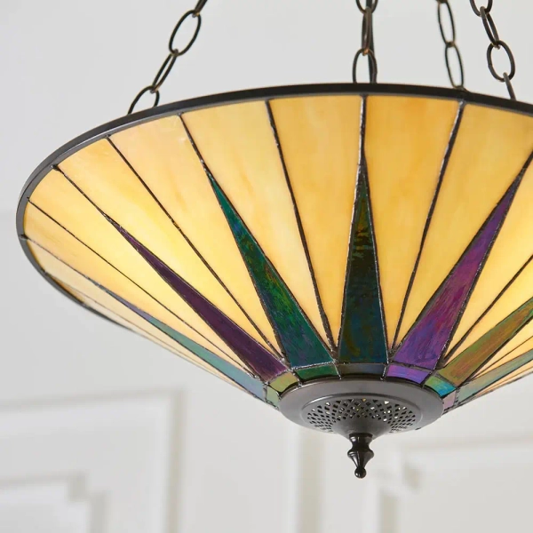 Lampa wisząca na łańcuchu Dark star 70754 szklana witrażowa kolorowa