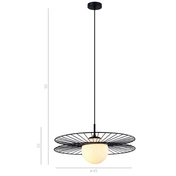 LAMPA wisząca SANDY MDM-4002/1 BK Italux druciana OPRAWA okrągły ZWIS kapelusz czarny