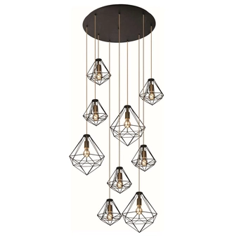 LAMPA wisząca MARKO KP-06 Kaja druciana OPRAWA metalowa kaskada ZWIS industrialny czarny złoty