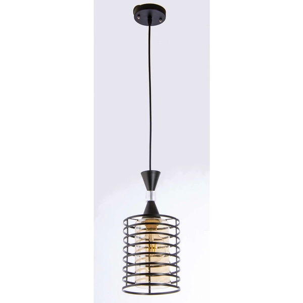 Loftowa lampa wisząca VEN W-3991/1 BK druciana czarny miodowy