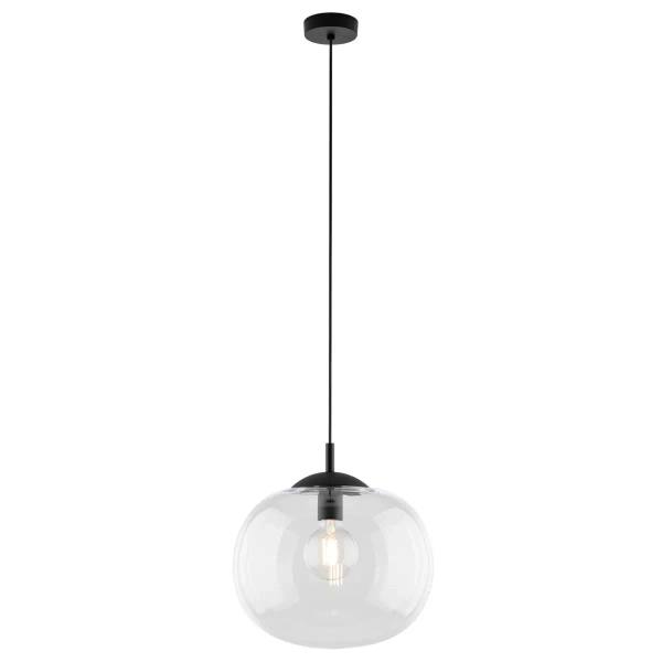 Szklana lampa wisząca VIBE 4817 do sypialni kula czarny przezroczysty