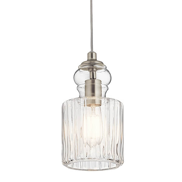 Szklana lampa nad wyspę Riviera KL-RIVIERA-P-B retro nikiel przezroczysta