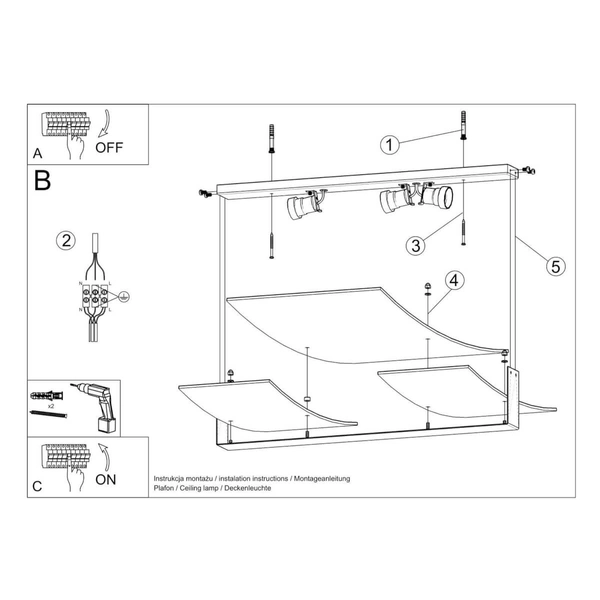 Sypialniana lampa sufitowa SL.1047 biała nad łóżko szklana